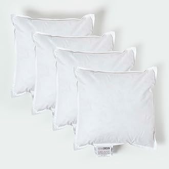 HOMESCAPES 4 Pack Luxury Duck Feather Cushion Inserts 30cm x 30cm (12 x 12”) Perfect Bounce Back and Down-Proof Cover Generously Filled Inner Pads Filler, Hypoallergenic RDS Certified Machine Washable