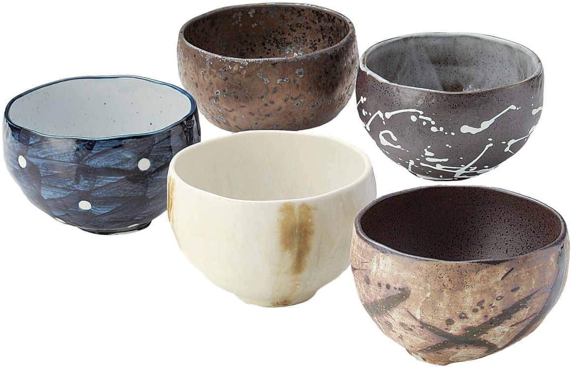 Matcha Bowl Set-Small Bowl-Donburi Chawan-Made In Japan- Matcha Tea Cup Ceremony Use -(5 bowls set)