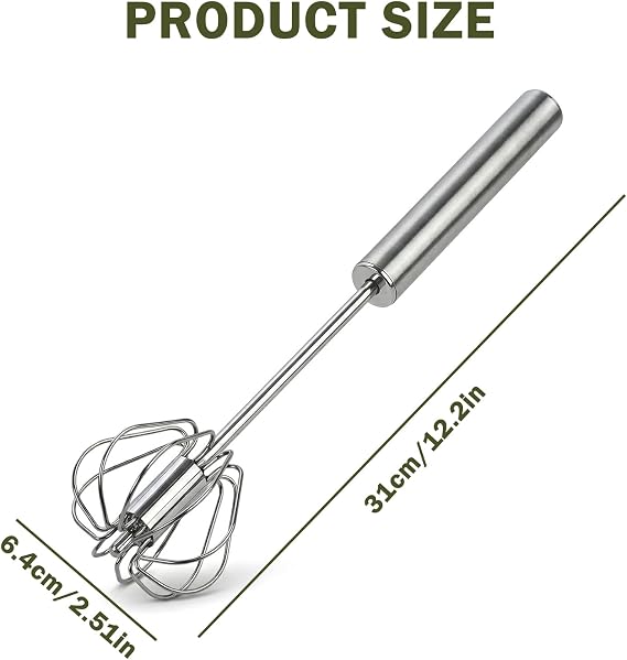Stainless Steel Egg Whisk – Hand Push Whisk Blender for Effortless Whisking, Beating, and Stirring – Perfect Milk Frother and Rotating Push Mixer Stirrer