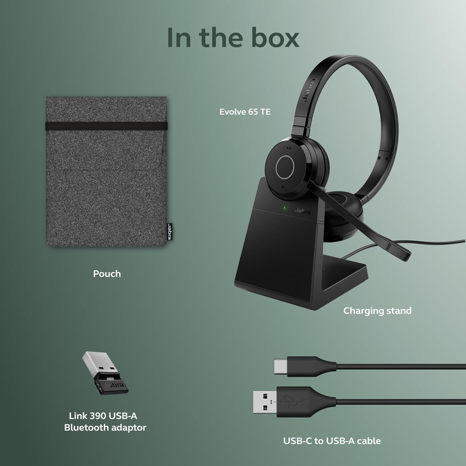 Jabra Evolve 65 TE (Third Edition) Wireless Dual-Ear Headphones w/Charging Stand - Noise-Canceling Mic, 16 hr Battery Life, Dual Connectivity, MS Teams Certified, Supports Other Platforms, Black - Image 9