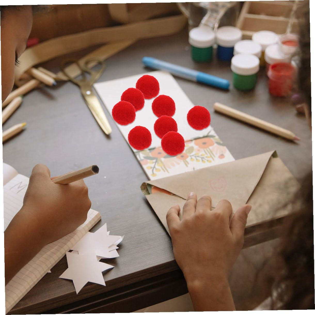 CORHAD 600pcs Red Pom Poms Soft Fluffy Craft Balls for DIY Arts and Crafts Projects Versatile Decorative Puff Balls for Home Decorations Easy to Use for Adults