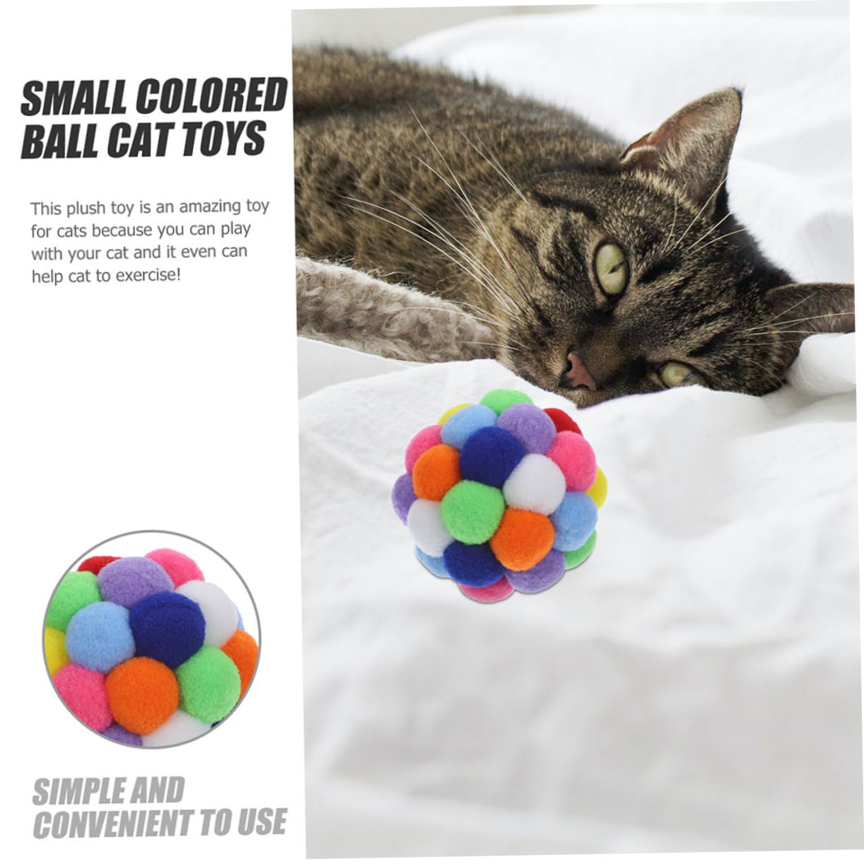 SUPVOX 4 Balles Jouets pour Chats D'intérieur en Peluche Interactive avec Clochette, 4pcs, pour Chatons, Stimule Le Jeu Griffage des Pattes