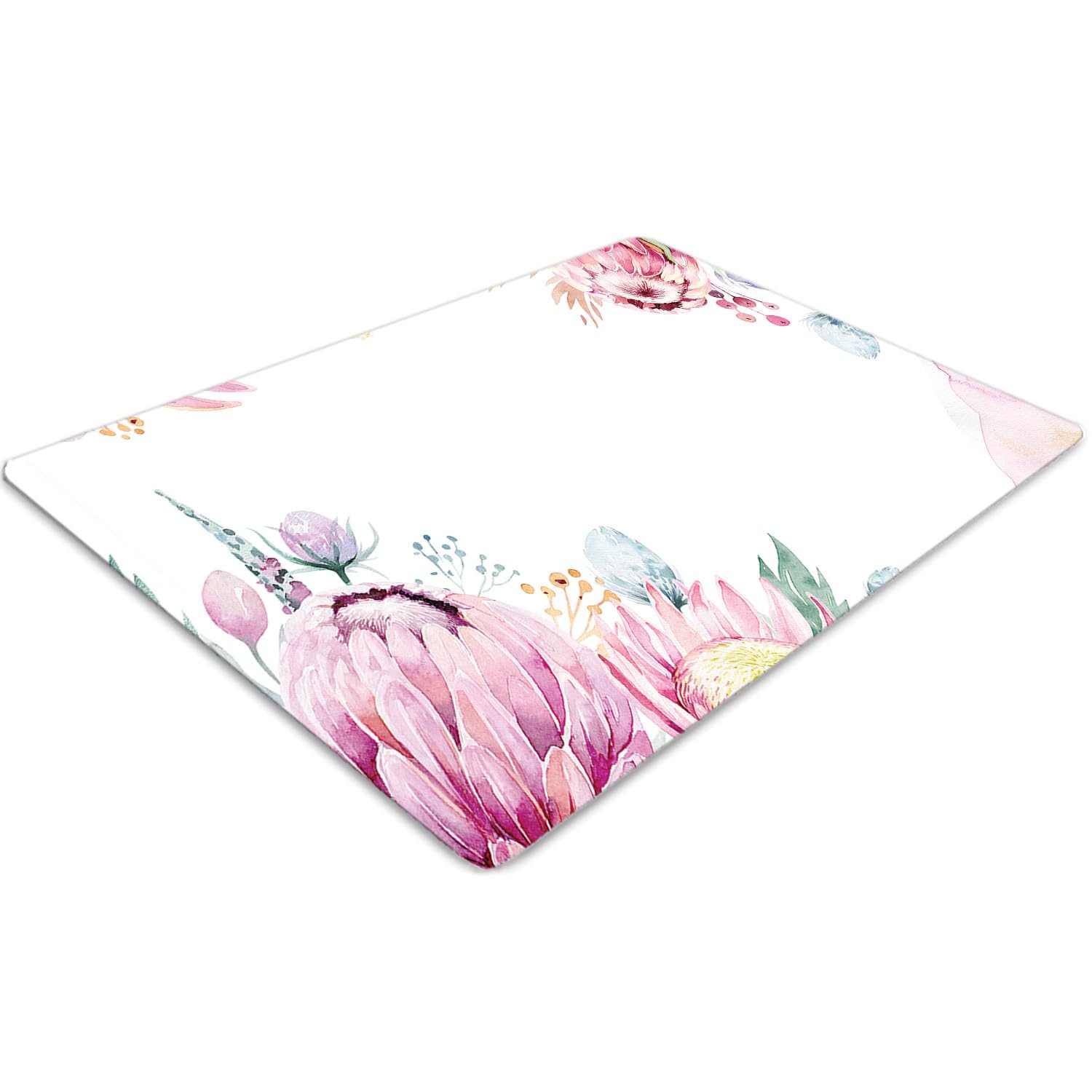 Tapis de chaise 120x90 cm protège-sol imperméable en PVC avec cadre floral pour maison