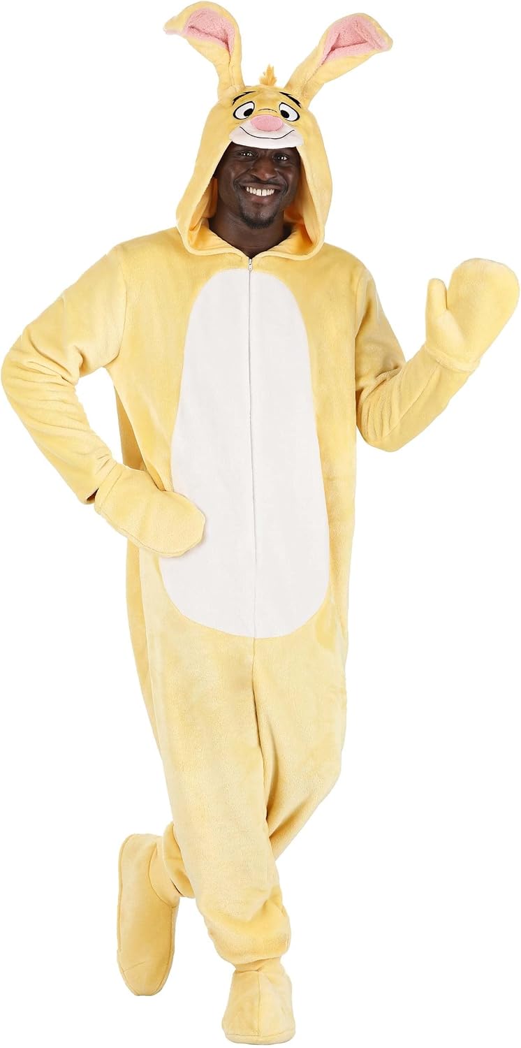 Winnie the Pooh Deluxe Rabbit Costume for Adults, Disney's Winnie the Pooh Rabbit Hooded Jumpsuit Outfit for Men and Women