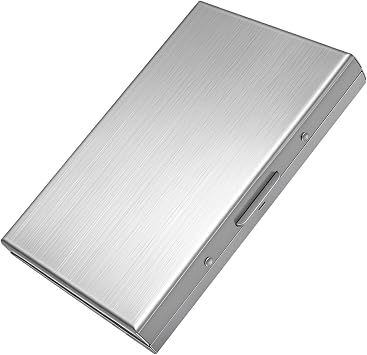 TENOC Business Card Case 1 Pack, Premium Aluminum Metal Credit Card Holder for Men & Women, Slim Hard Shell Wallet with 6 Accordion Slots for ID, Cash & Travel, RFID Blocking Brushed Silver