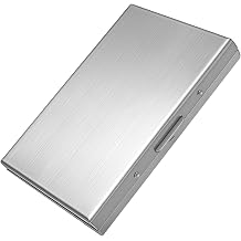 TENOC Business Card Case 1 Pack, Premium Aluminum Metal Credit Card Holder for Men & Women, Slim Hard Shell Wallet with 6 Accordion Slots for ID, Cash & Travel, RFID Blocking Brushed Silver
