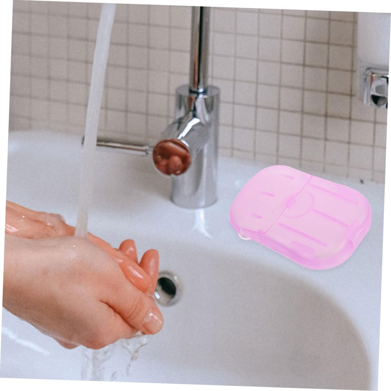 15 Boxes Portable Travel Soap Toiletries Soap for Camping Handwash Outdoor Hand Soap Slices Small Soap Slice Travel Supplies Soap Flakes Violet Paper Soap