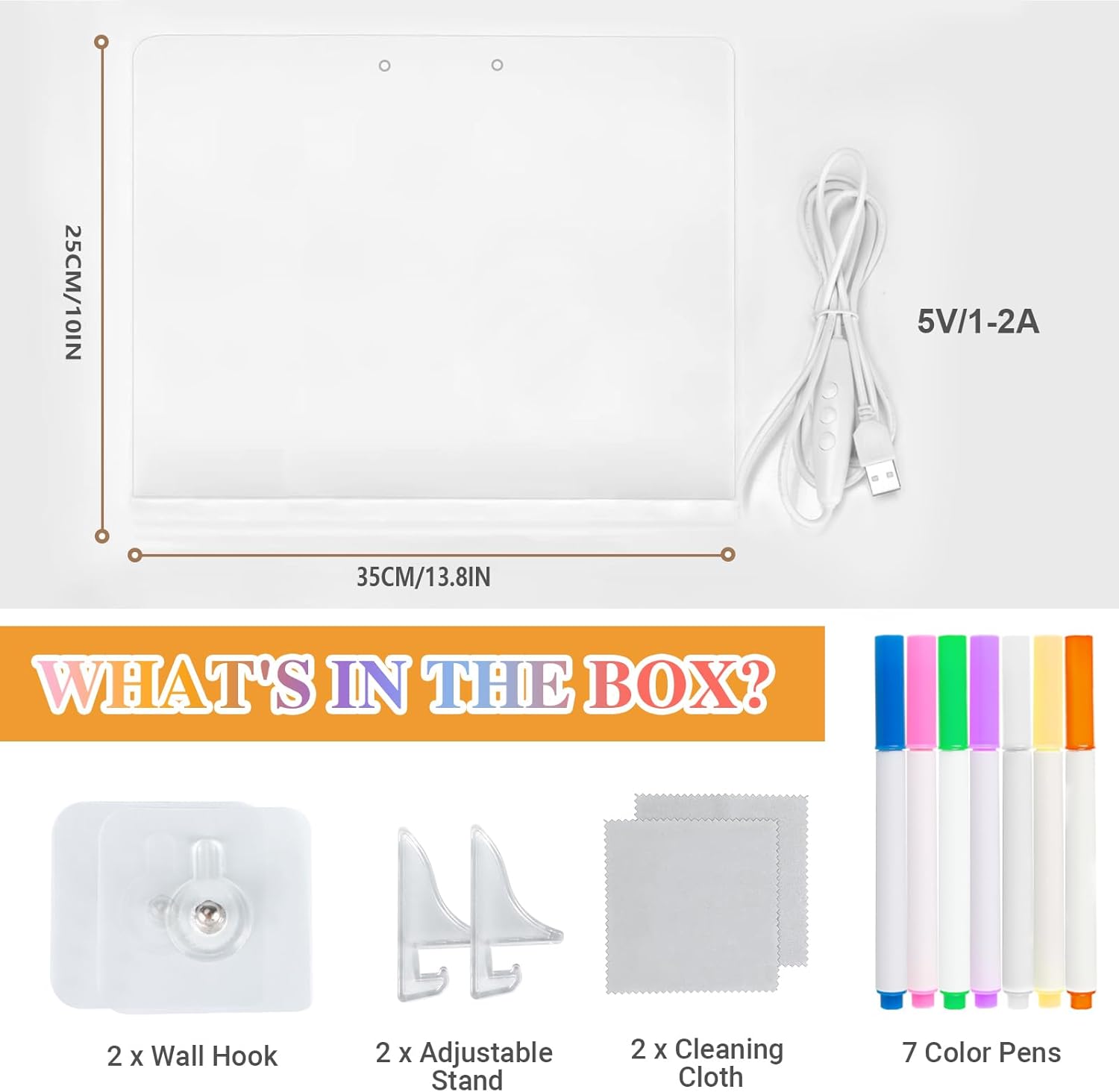 Lumiboard Led Drawing Board, Rechargeable Lumi Board Led Drawing Tablet 13.8"X10", LEDs Drawing Board 4 Modes & 7 Colors, Light Up Drawing Boards