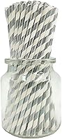 Vista 11 de Pajitas de papel duraderas a rayas negras, pajitas desechables ecológicas de 7.75 pulgadas, biodegradables y compostables, perfectas para divertidas