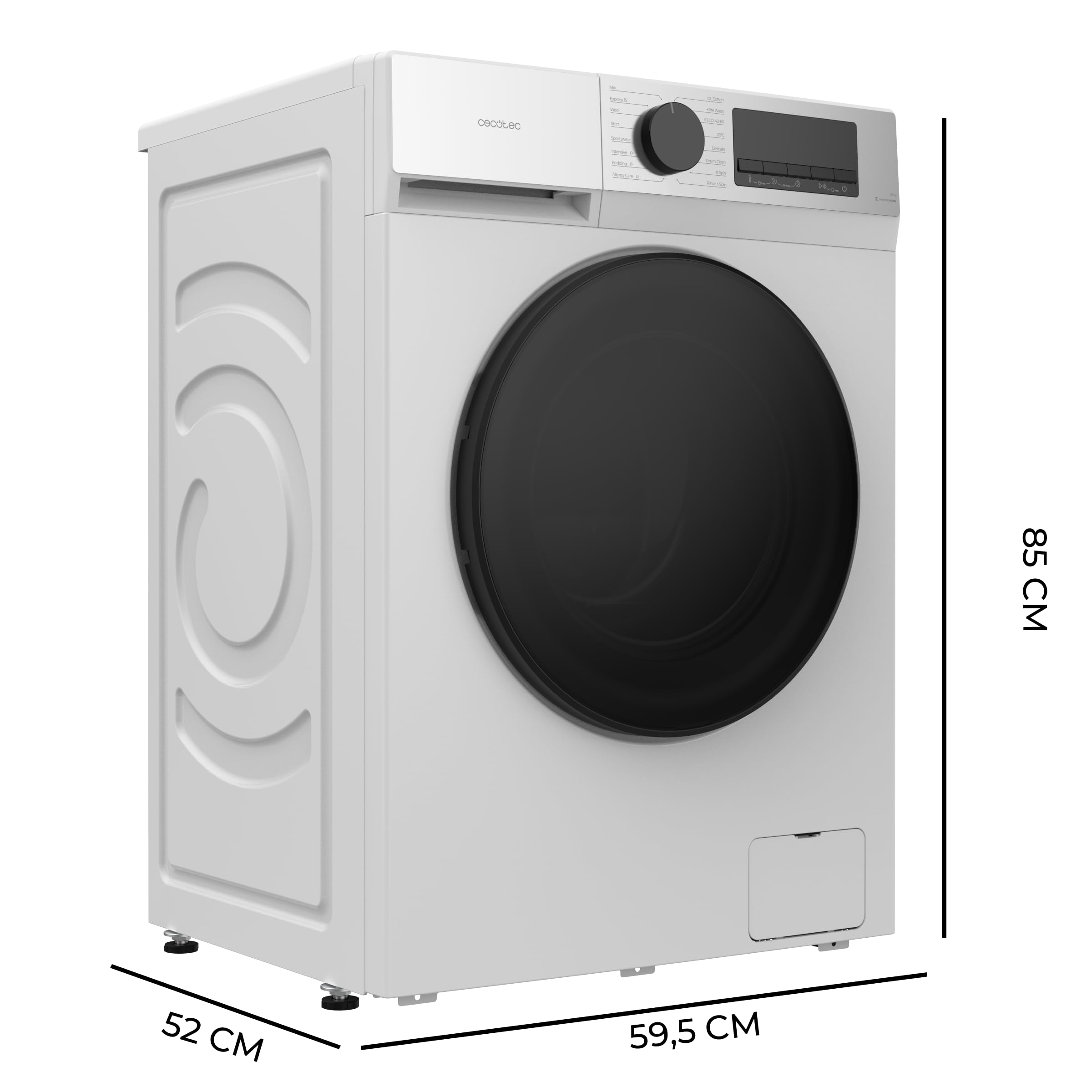 Cecotec Lavadora Carga Frontal 8Kg Bolero DressCode 8450 Inverter, 1400 rpm, 16 programas, Clase A-20%, Motor Inverter Plus, Allergy Care, Pearl Drum, Función Silence, Stop&Go y Kid Lock, Blanca — view 2