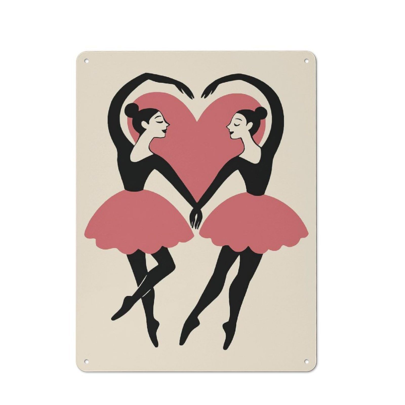 Junmoney Style-4 For Café Or Restaurant, Ballet Dancers Forming A Heart Retro Metal Sign 40X30cm, Gift For Café Owners And Decorators During The Christmas Season