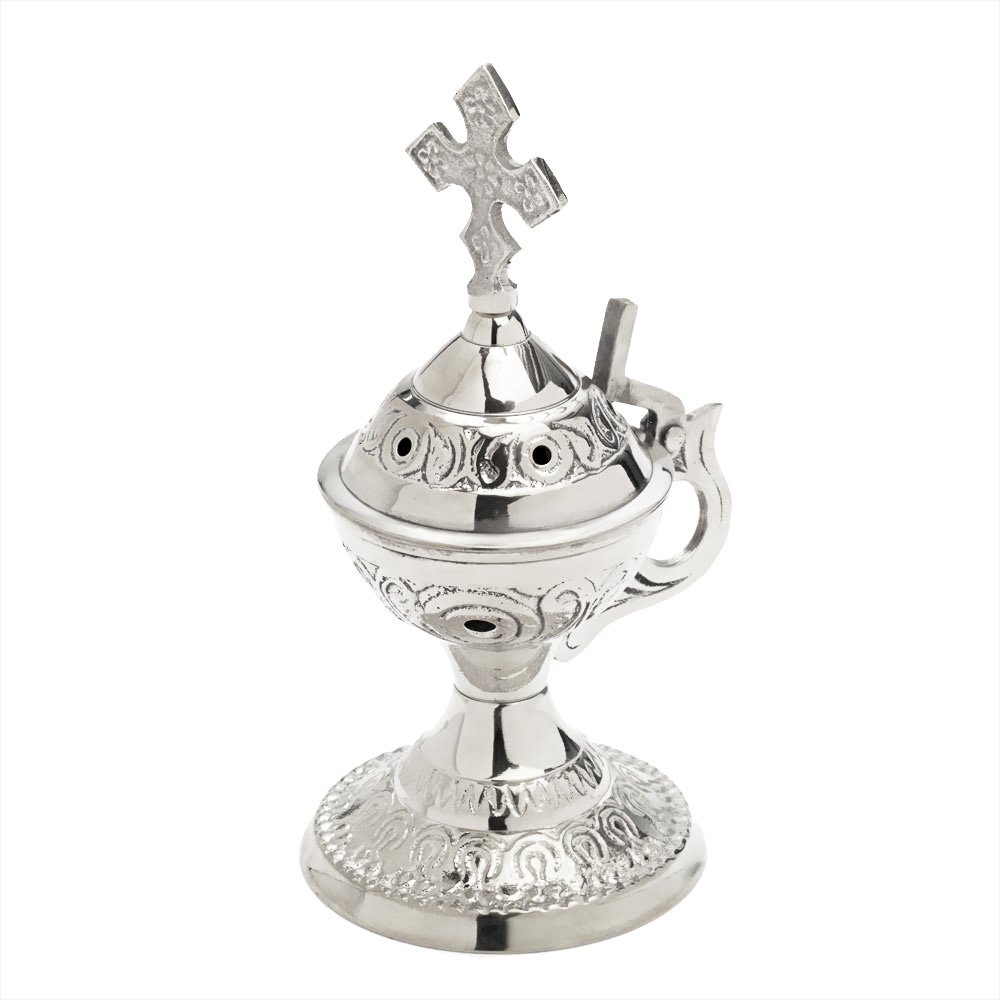 NKlaus stand incense burner brass nickel plated Handmade gift 2934