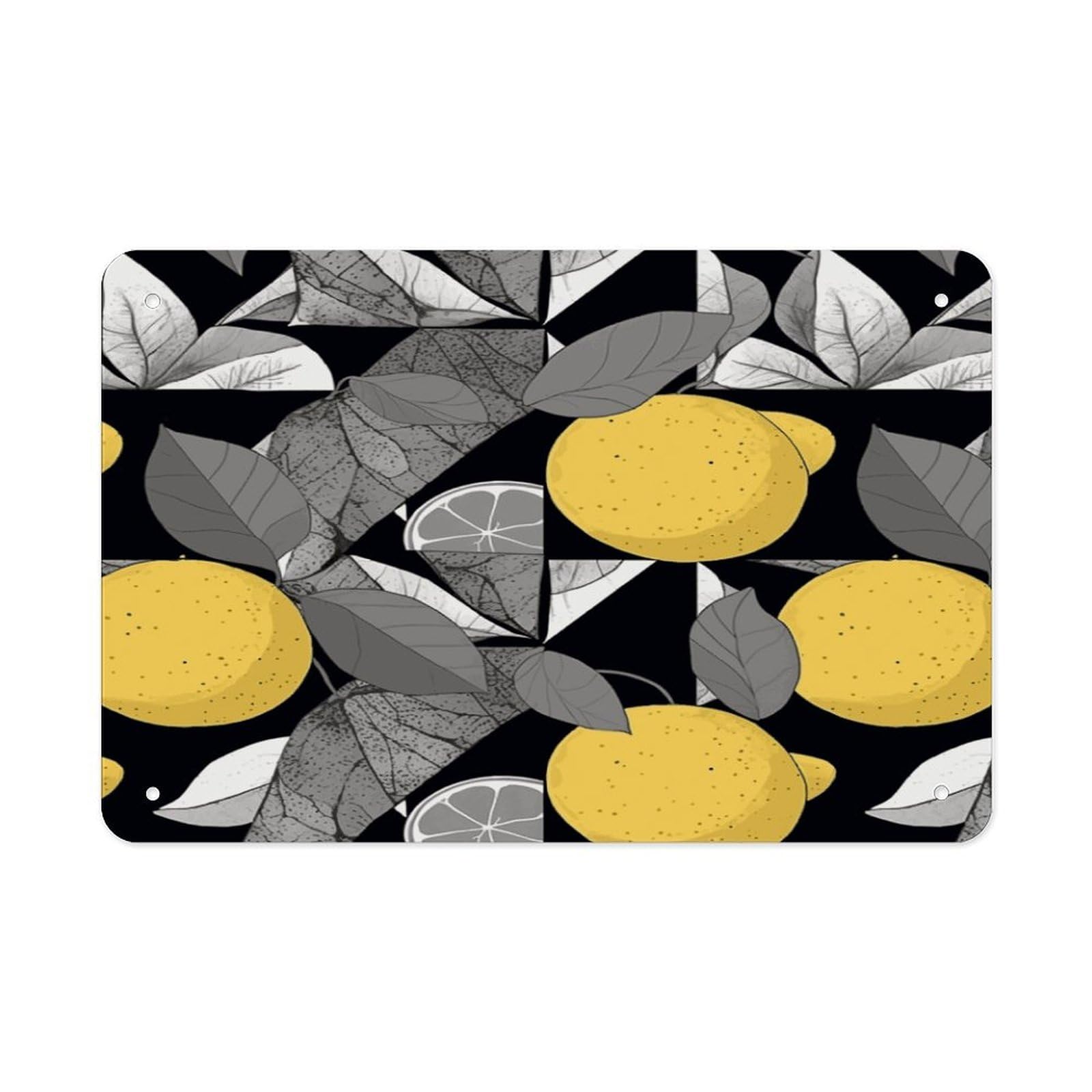 Fekiloot Style Geometric Lemon Pattern Metal Signs Wall Art Tin Sign