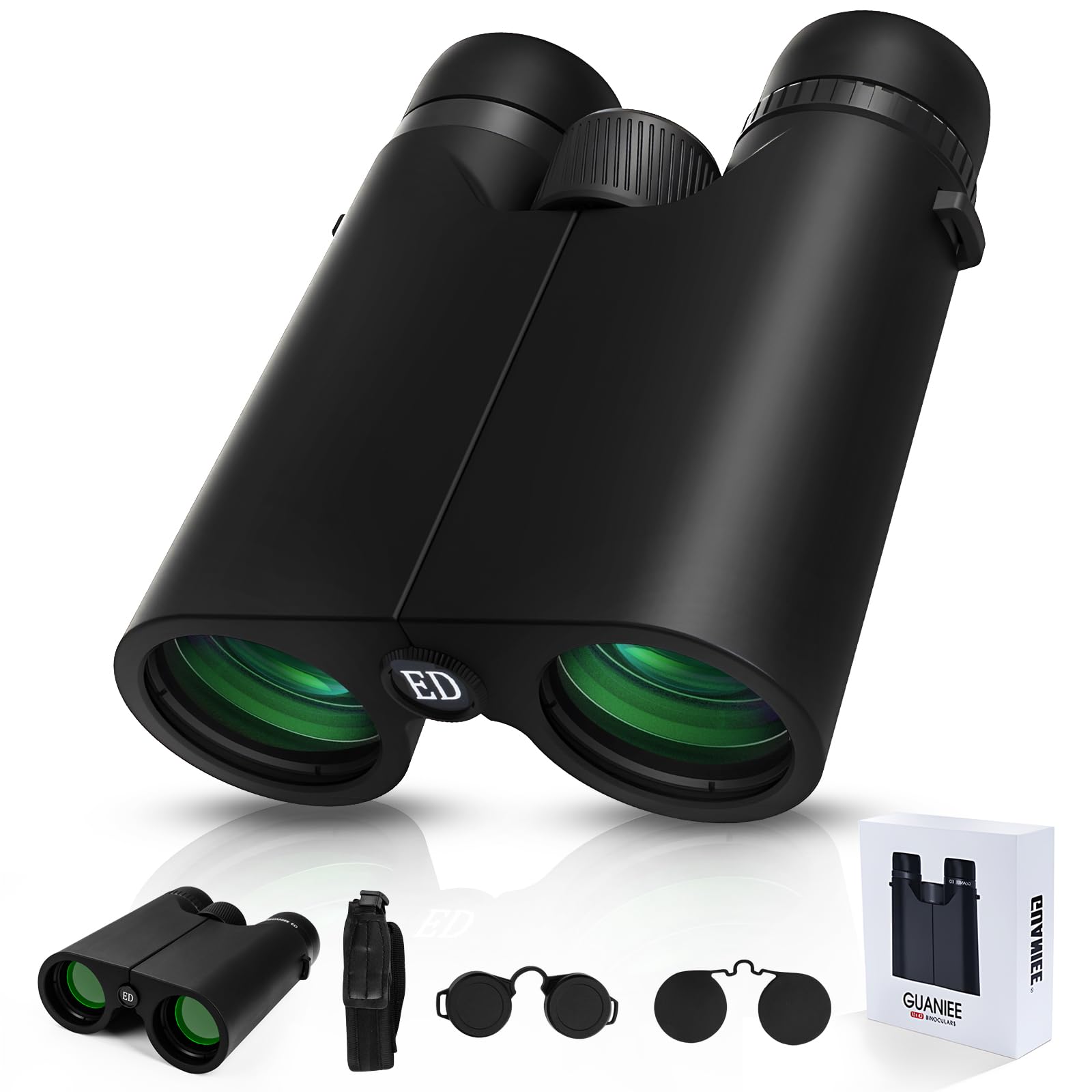 Prismáticos compactos de 10 x 42 pulgadas para adultos, de alta potencia, visión nocturna con poca luz, para observación de aves, caza, viajes, deportes al aire libre