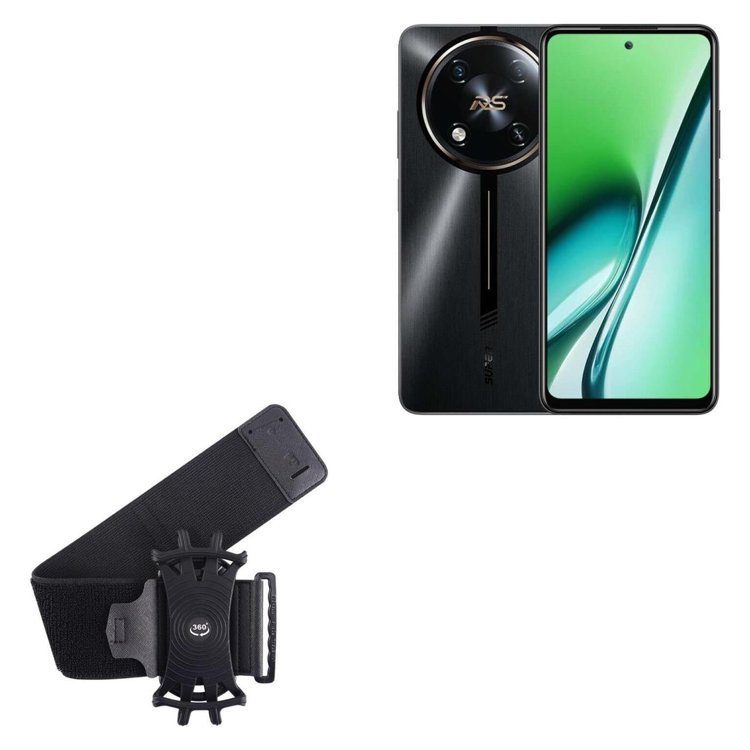 BoxWave Holster Compatible with itel RS4 - ActiveStretch Sport Armband, Adjustable Armband for Workout and Running - Jet Black