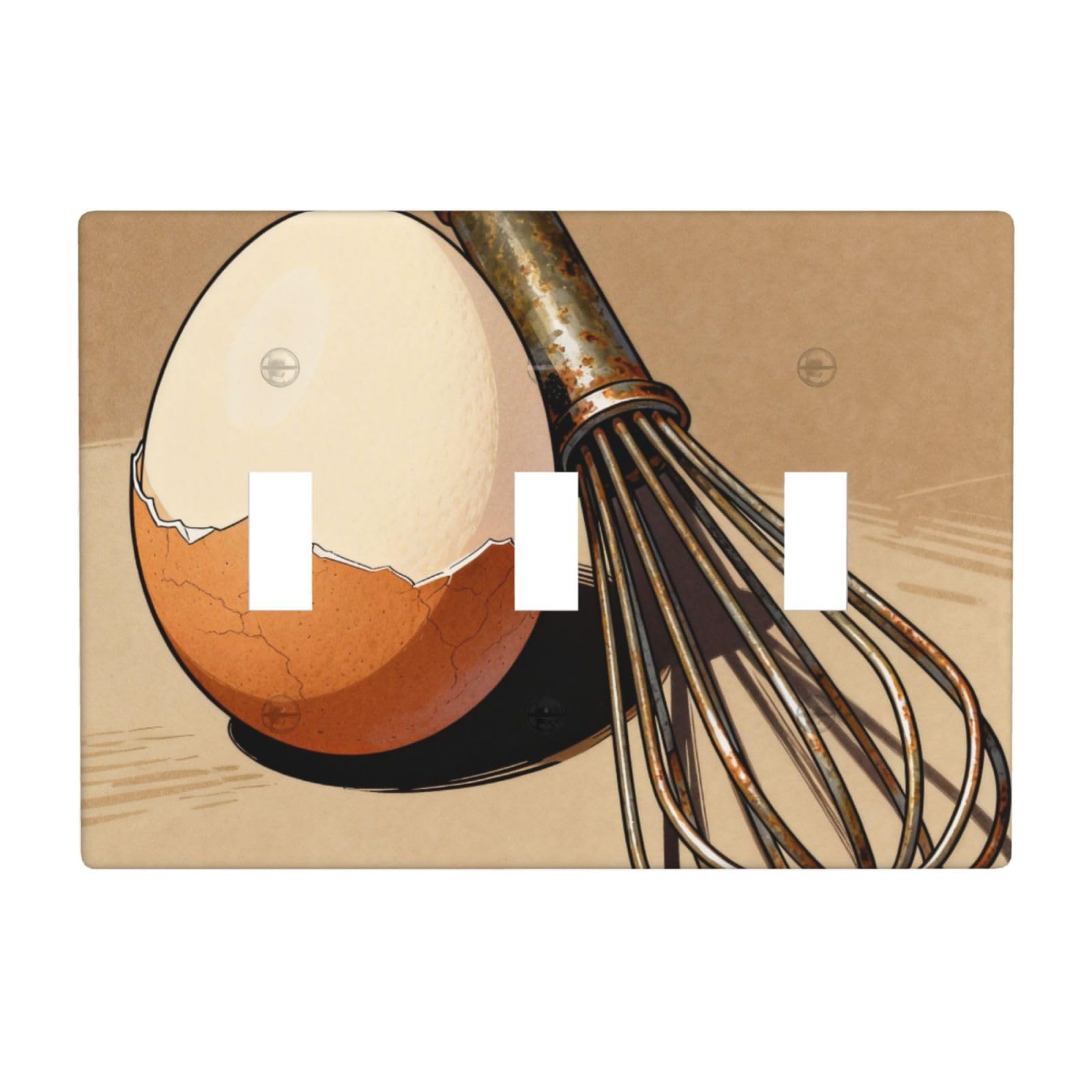 Eggs Whisk Tool 3 Gang Switch Plate Cover-Unbreakable Polycarbonate Wall Plate, Heat Resistant Toggle Switch Decor for Home