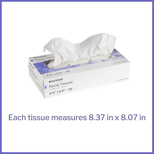 Miniatura 4 de McKesson Facial Tissue, 2-Ply, White, 8.37 in x 8.07 in, 100 Count, 1 Pack