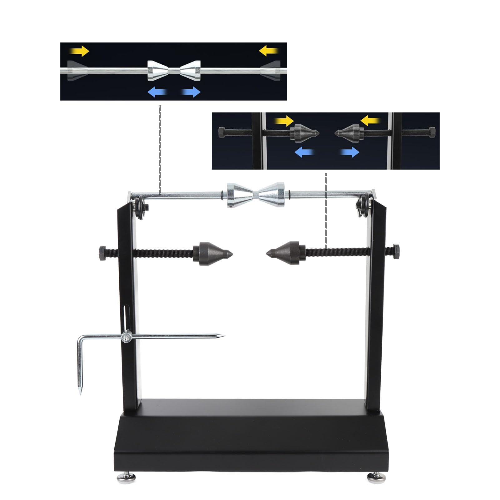 Jiawu Equilibrador de Ruedas, 26 Pulgadas de Capacidad, Conos de Centrado Ajustables, Equilibrador de Neumáticos, Soporte de Nivelación de Ruedas con Puntero de Nivelación Ajustable, Burbuja de para