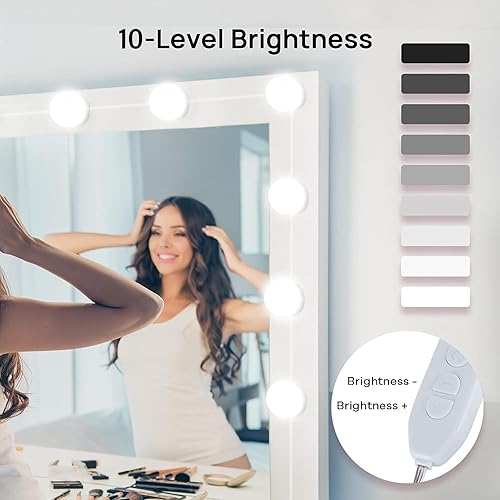 Miniatura 5 de Luces LED de espejo de tocador regulables, luces LED de tocador cosméticas, tira de luz de espejo de maquillaje de baño con 10 bombillas para