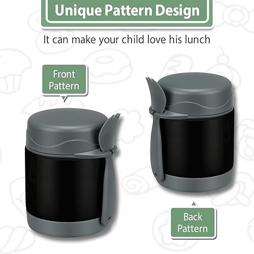 Miniatura 2 de Termo de sopa de 10 oz para comida caliente, tarro con cuchara para niños, recipiente aislado a prueba de fugas, de acero inoxidable, boca ancha,