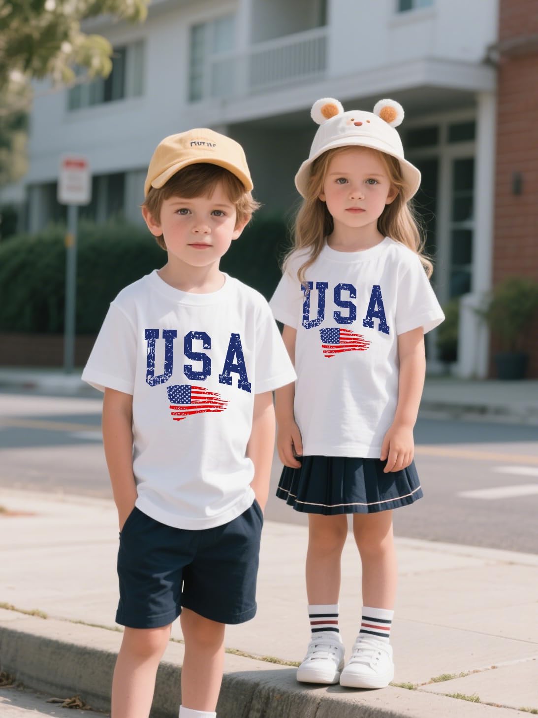 USA American Flag Shirts Little Kids Boys Girls 4th of July Patriotic T-Shirt Toddler Summer Short Sleeve - Image 2