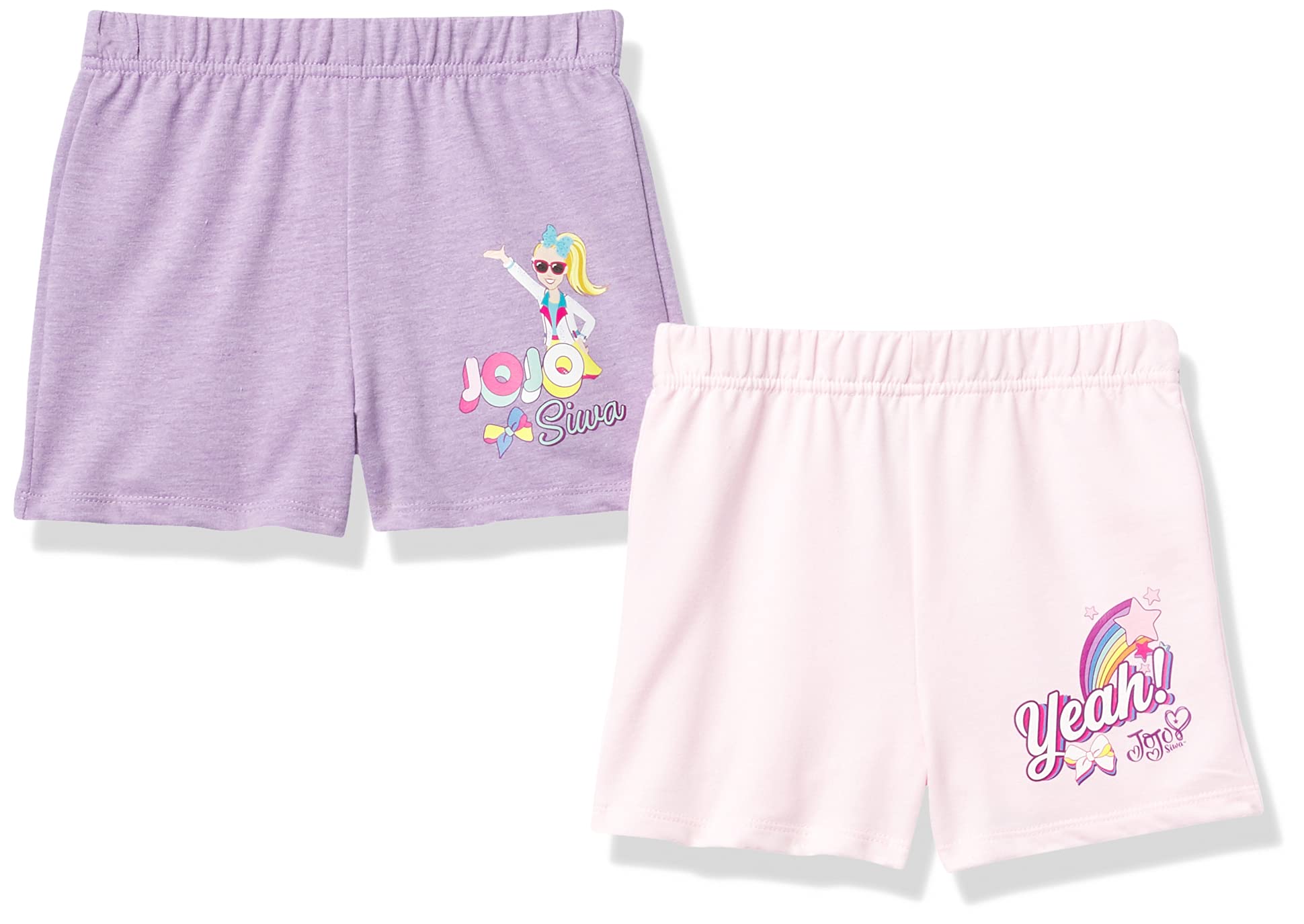 JoJo Siwa Paquete de 2 Pantalones Cortos de algodón, Paquete múltiple Pantalones Cortos para Niñas