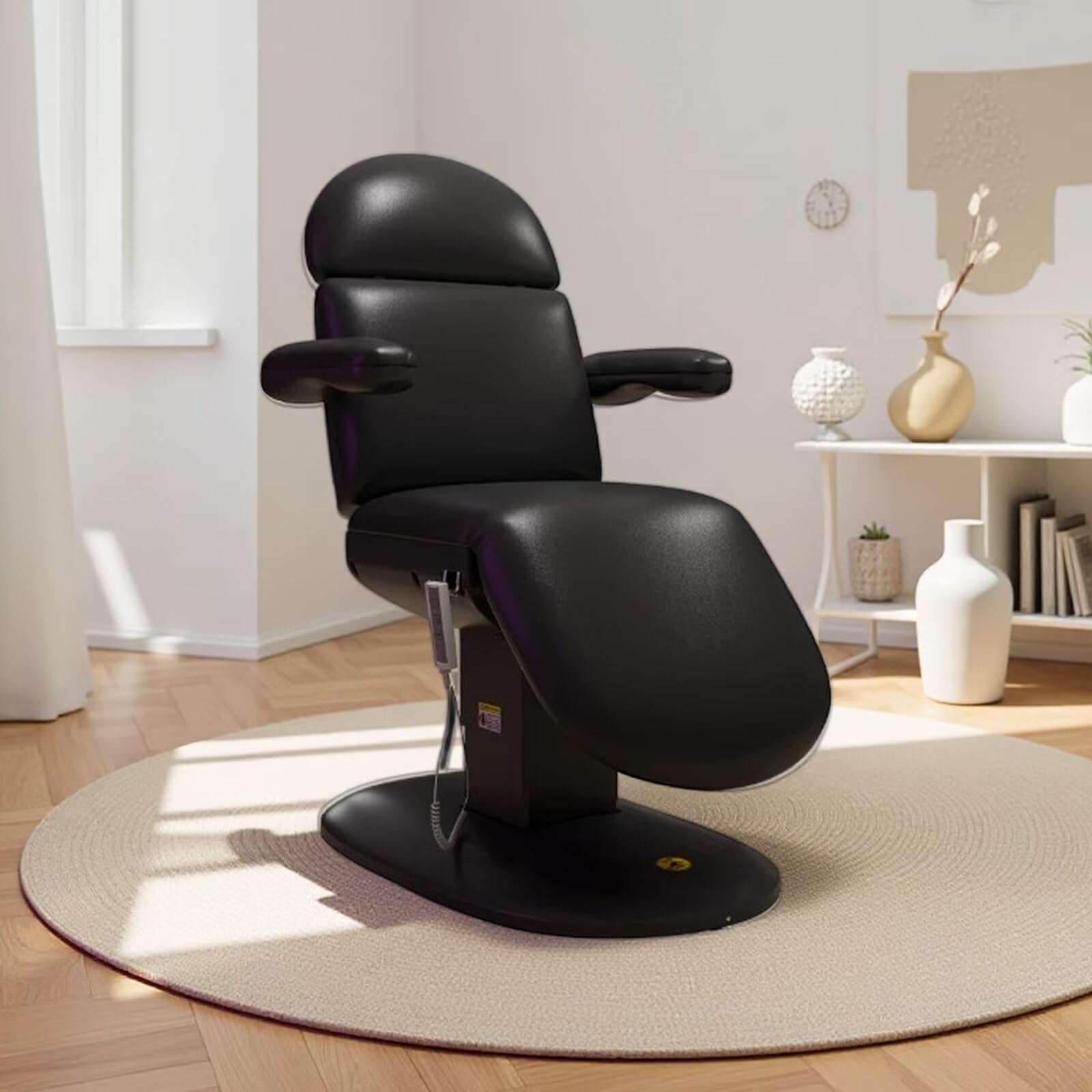 Electric Massage Table - Lash Bed Includes Black Cushion Smooth Surface Curved Contour Esthetician Bed with One-Button Lifting