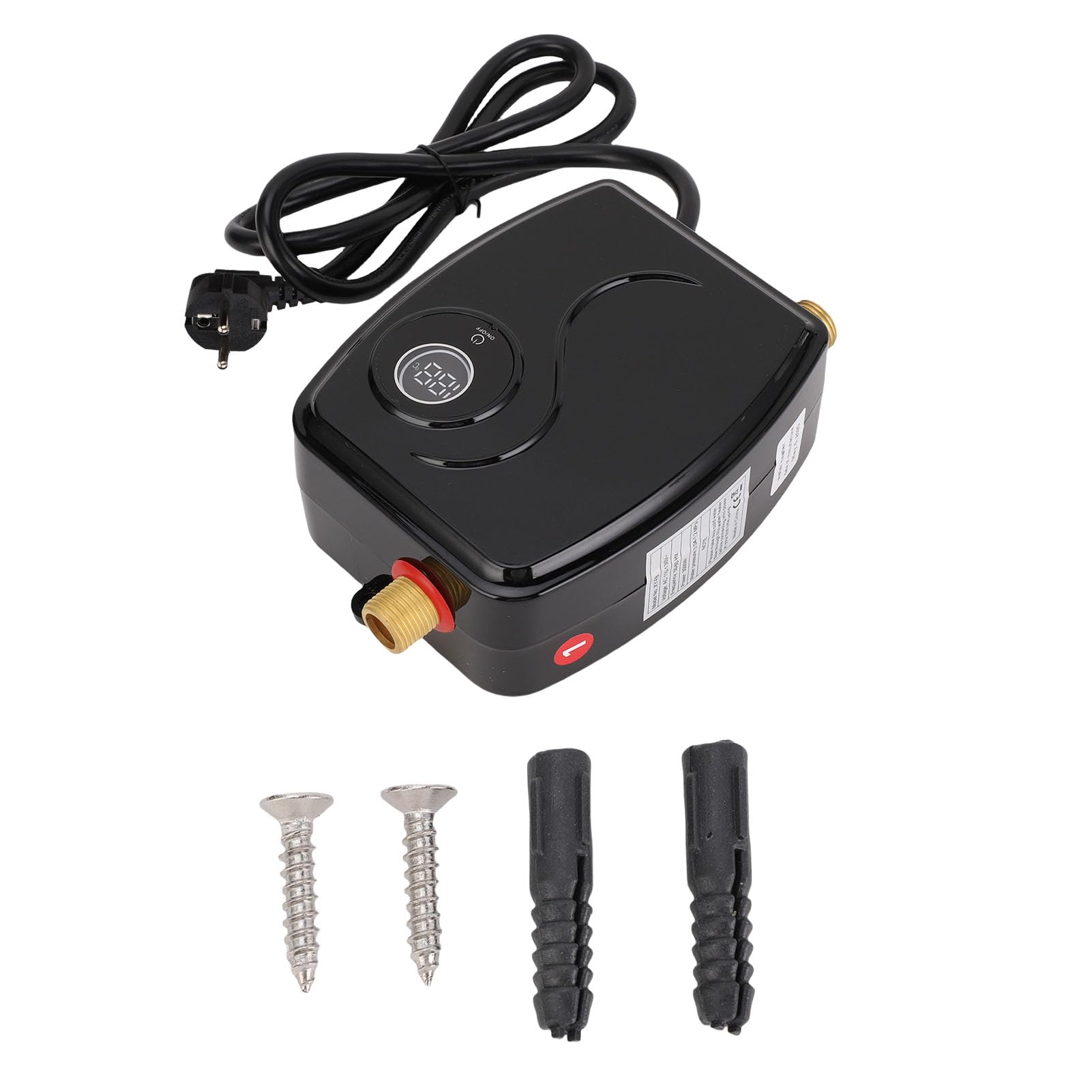 Fockety Mini -Warmwasserbereiter, 3000W Elektrischer Warmwasserbereiter Elektrischer Warmwasserbereiter mit Touchscreen und Messingeinlass für Küchenbadezimmer Wohnung RV (EU -Stecker 220 V)