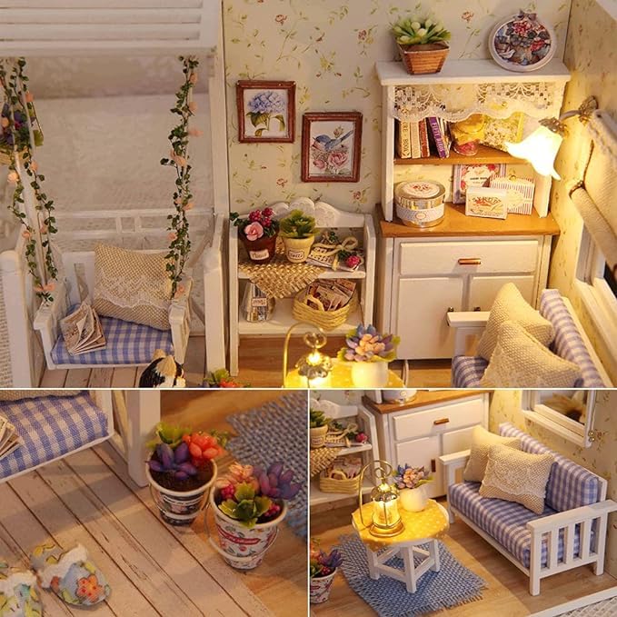 DIY Miniature Kitten Diary Dollhouse Kit, LED Lighting Included, The Missing Piece
