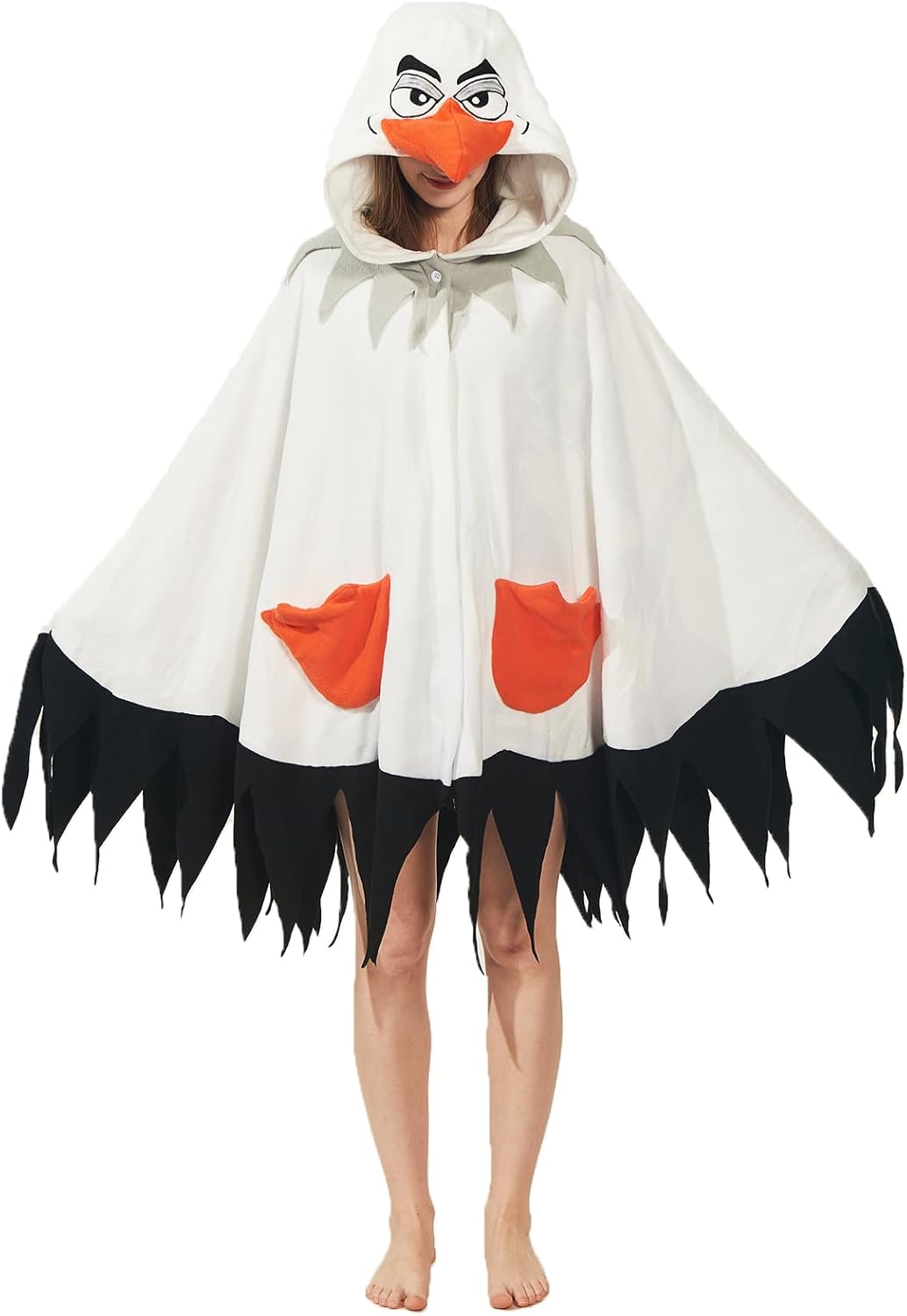 Unisex Seagull Costume Hooded Cape Seagull Cosplay Hooded Christmas Costumes Party Cape