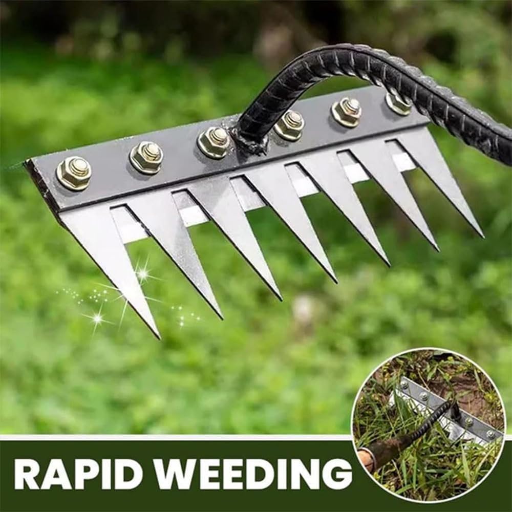 Ironrake 2.0 | Upgraded Iron Weeding Rake, 5/6/7/8 Teeth Iron Rake for Gardening and Weeding, Ironrake The Heavy-Duty Tool for Backyard Garden Lawn Loosening & Dethatching (8 Teeth)