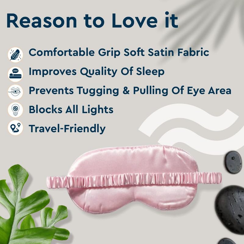 GUBB Satin Silk Eye Mask, Ultra Smooth Sleep Mask and Blind Fold - Pink | For Sleeping, Travelling, Relaxation, Blind Fold & Meditation - Image 3 thumbnail