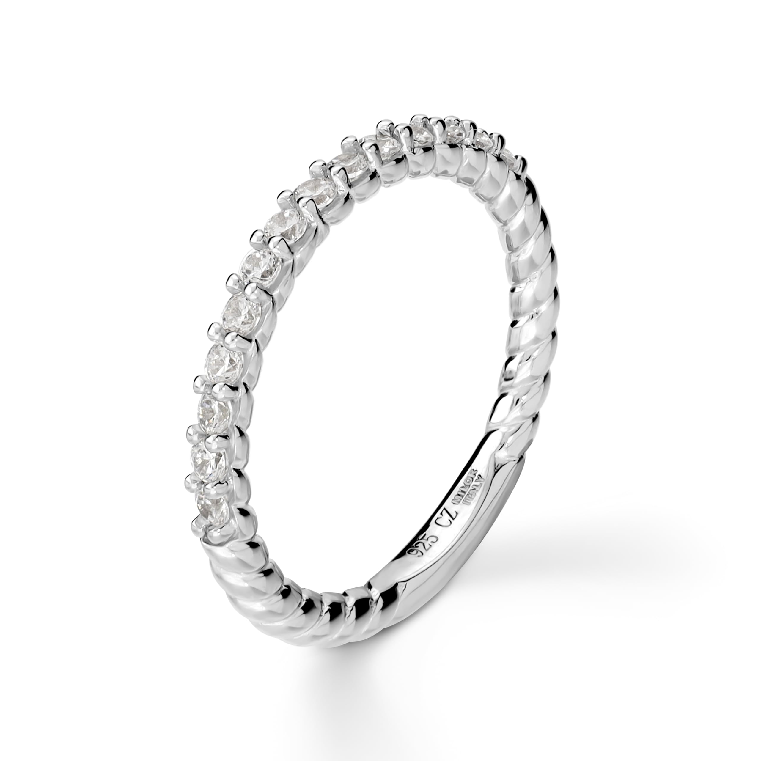 JOYELLE Anello Donna Argento 925 – Anello Fedina con Cubic Zirconia – Gioielli Made in Italy - Idea Regalo Compleanni, Anniversari, Festa Donna, Festa Mamma
