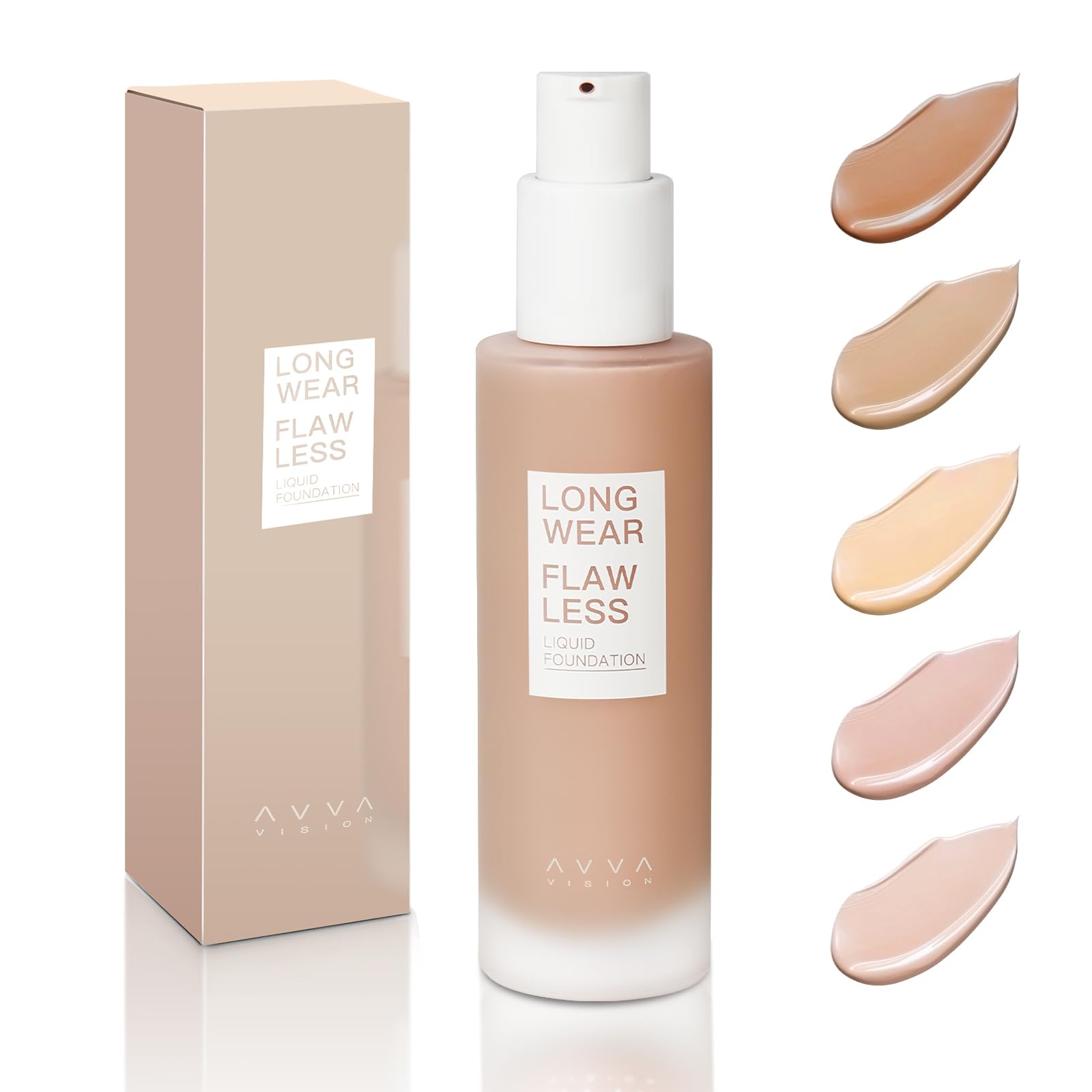 Longwear Flawless Liquid Foundation Full Coverage Matte Lightweight Poreless Natural True Skin Tone, Brown Sugar, 1 fl. oz.