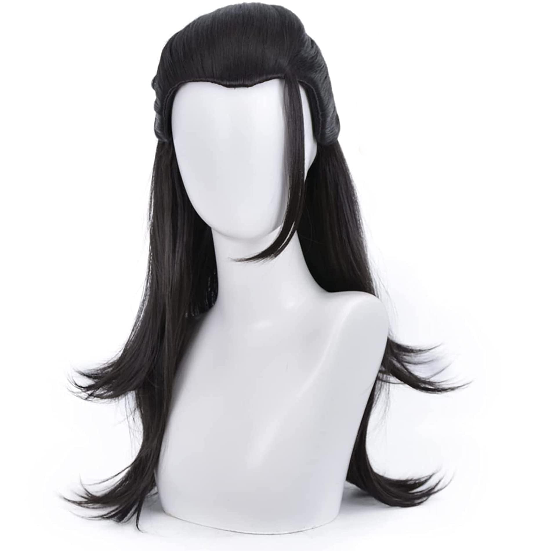 Black Bun Long Straight Cosplay Wig for Men Conventions Halloween Comic Con Party Japanese Popular Magic Battle Anime Heat Resistan Hair