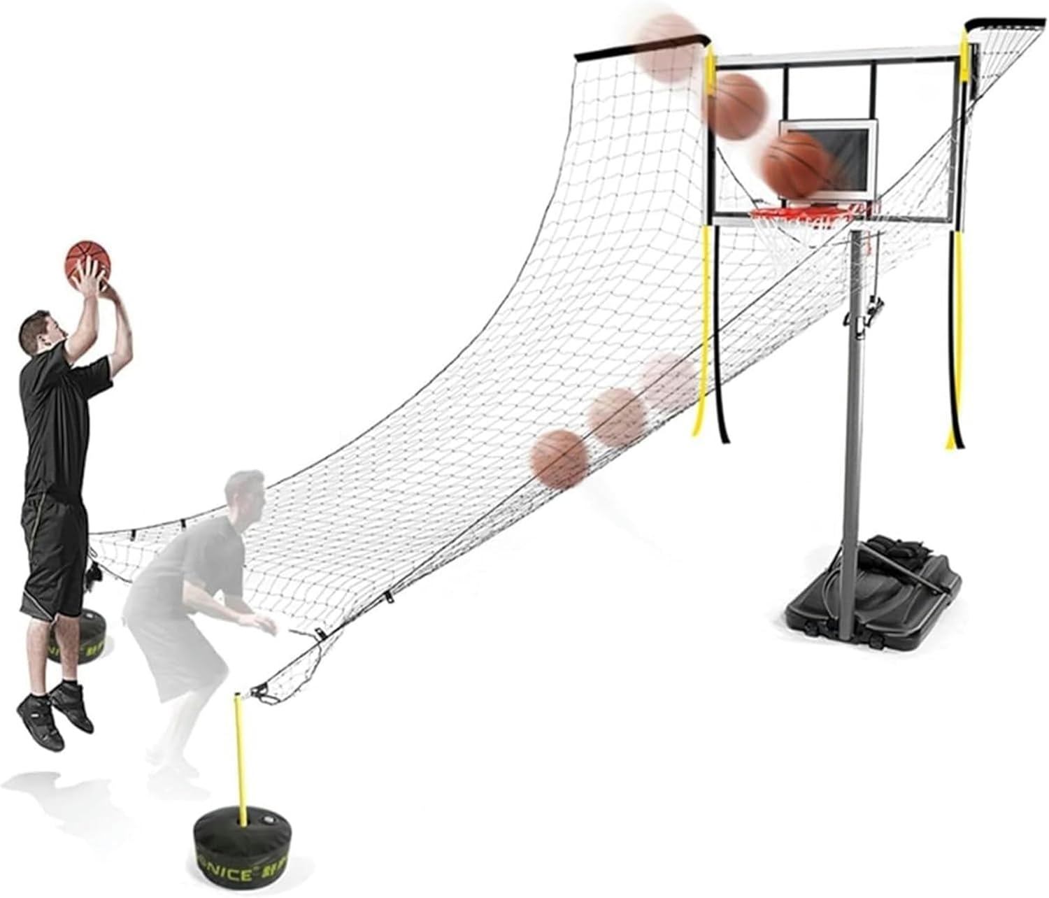 Basketball Return Net Guard, 180° Rotating Large Rebounder Net Training Equipment for Free-Throw Practice, Defensive Net for Beginner