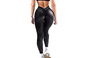 Women's Faux Leather V-Back Leggings: Embrace Your Inner Vixen