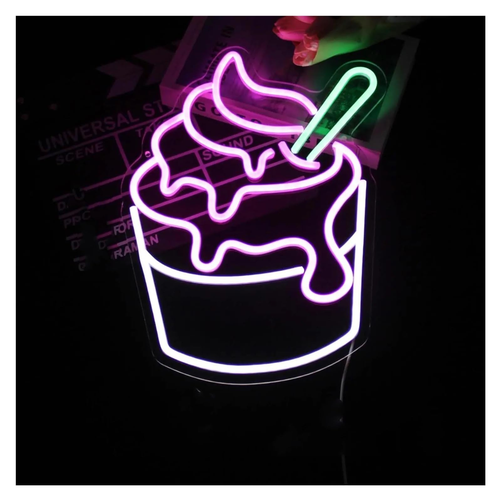 Luces de neón Letrero De Neón De Helado Para Postres, Restaurantes, Bares, Decoración Del Hogar, Negocios, Decoración De Pared 27.4x35cm