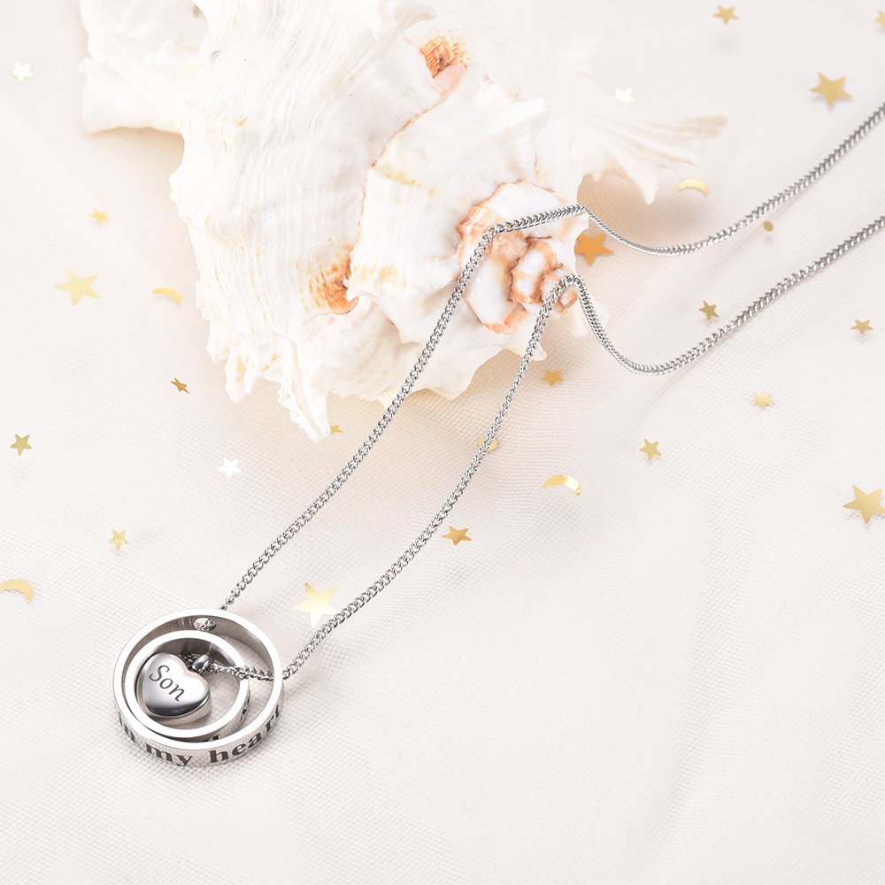 DIYjewelry Inc No Longer by My Side But Forever in My Heart Urn Pendant Necklace for Ashes for Son Dad Mom