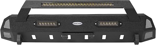 Miniatura 6 de Parachoques delantero Tacoma Stubby con barra de luz LED de 72 W y soporte de placa de matrícula de acero con textura compatible con camioneta