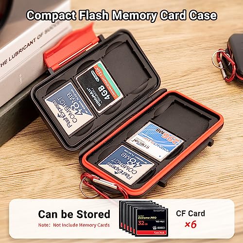 Kiorafoto CF x 6 Memory Card Case Professional Water-Resistant Anti-shock Holder Storage CF Compact Flash Memory Card Holder Protector Cover With Carabiner - Image 2