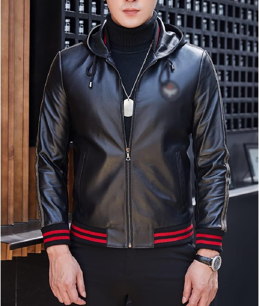 円 開店記念セール N A 革製のメンズフード付き春と秋の薄いレザージャケットシングルスタンドカラーコートトップス Color Size Lcode 円 開店記念セール N A 革製のメンズフード付き春と秋の薄いレザージャケットシングルスタンドカラーコートトップス Color Size Lcode