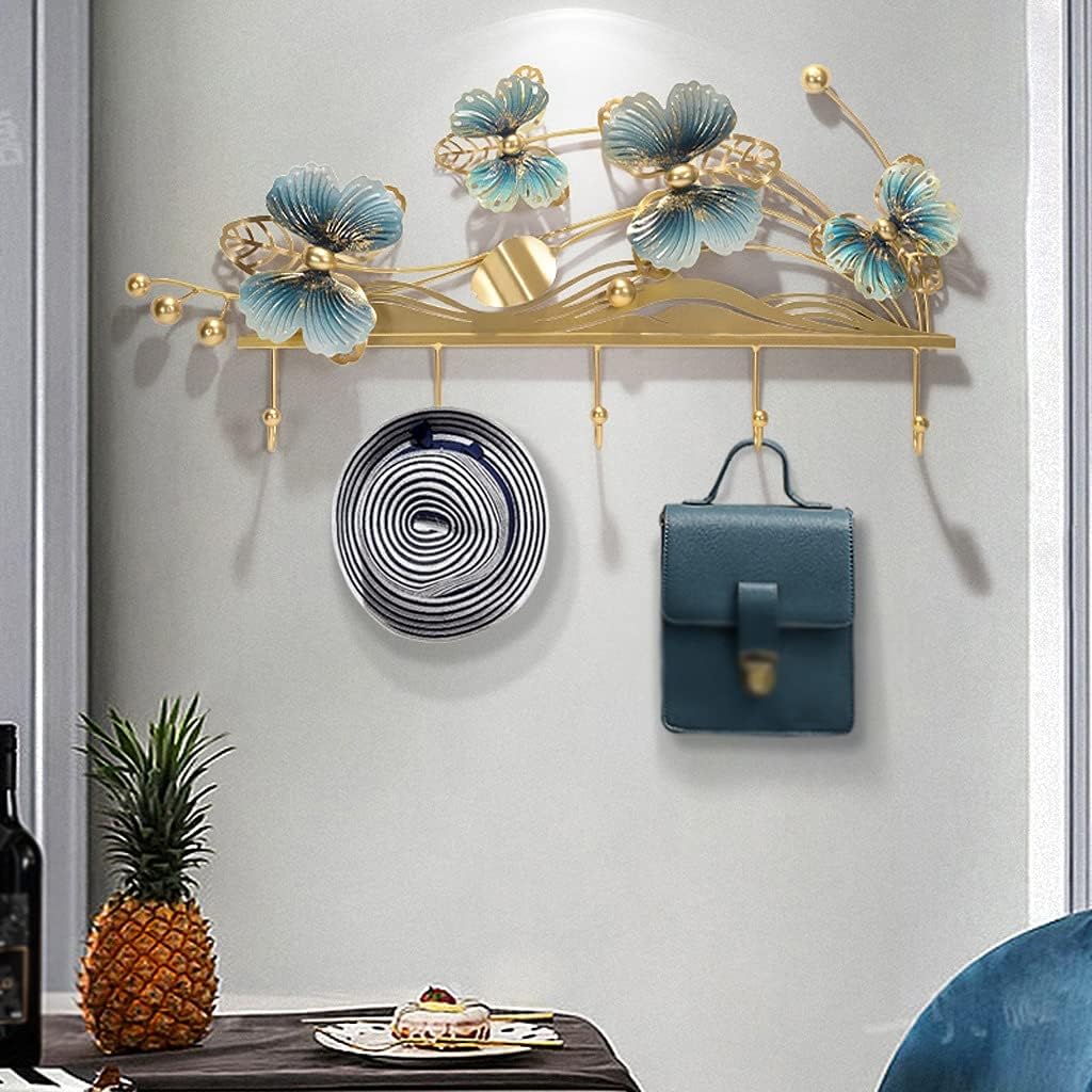 Wall Mounted Coat Rack Coat Rack Hook Household Wall-Mounted Coat Rack Modern Wall Decoration Hanger with 5 Metal Hooks Bedroom Living Room Corridor Coat Hook Storage Benches (Brass)