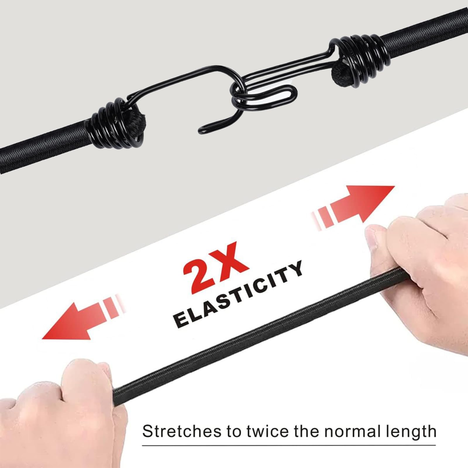 100CM hook elastic rope, 4-pack, motorcycle helmet rope, luggage strap, heavy-duty elastic shock-absorbing rope - Image 3
