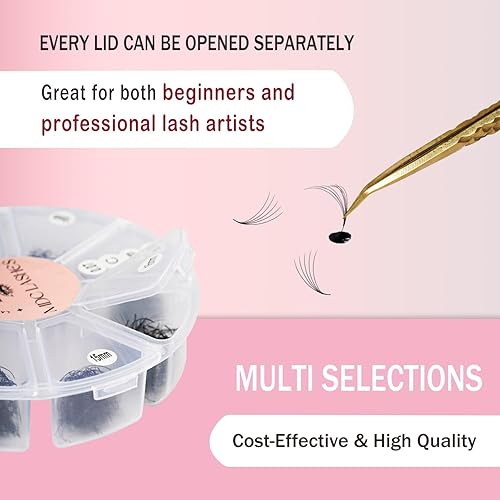 Miniatura 5 de Promade - Extensiones de pestañas tipo abanico longitud mixta, 1000 abanicos, 14D 0.05 de grosor, rizo C, extensiones de pestañas de volumen de