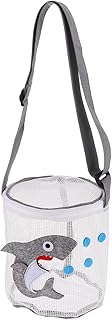 VALICLUD Toy Bag Tote Bag for Beach Cute Beach Bag Foldable Beach Bag Mesh Beach Seashell Bag Mesh Sand Toy Totes Beach Bag Zipper Seashell Mesh Bag Beach Mesh Seashell Bag Grey PVC