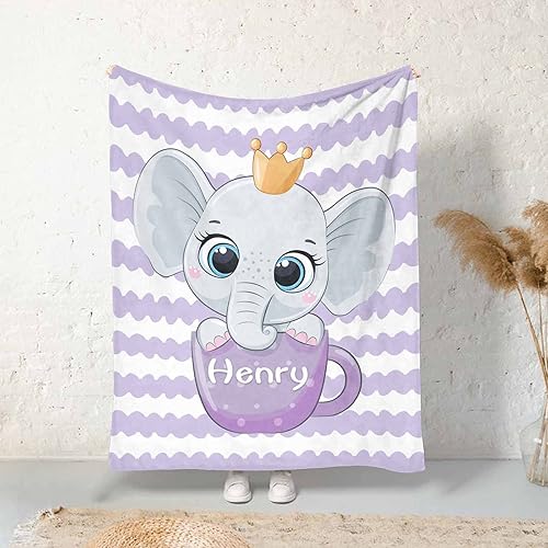 Miniatura 170 de Artsadd Personalized Baby Blanket for Boys Girls with Name, Custom Baby Name Blanket with Unicorn Pattern Customized Name Receiving Swaddle Throw