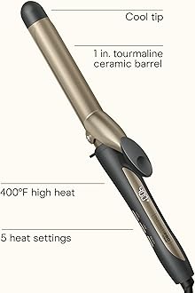 Conair INFINITIPRO Tourmaline Ceramic 1-inch Curling Iron, 1-inch Digital Curling Iron, 1-inch barrel produces classic curls – for use on short, medium, and long hair