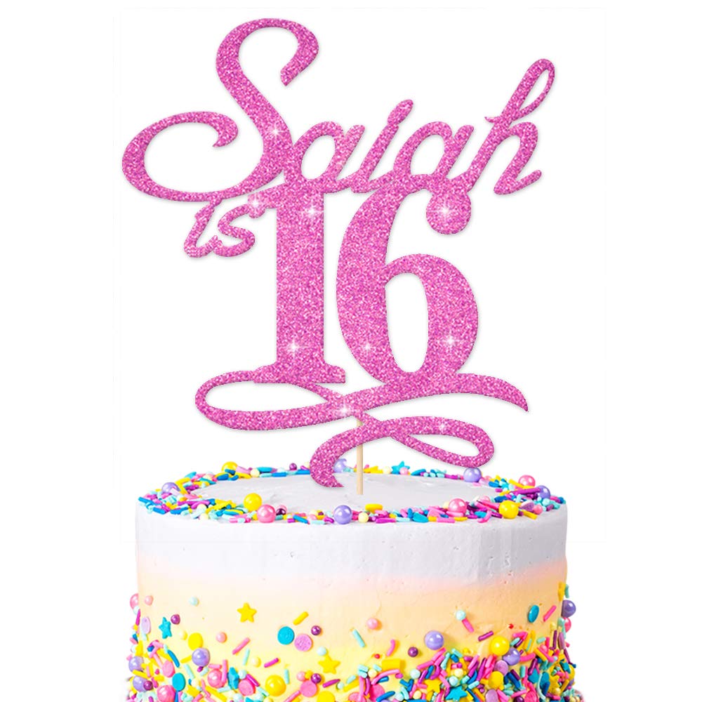 EDSG Personalised Birthday Glitter Cake Topper | Custom Cake Decoration with Any Name Any Age | Double Sided 100 Gram Glitter Card Any Name Age Customized - Multicolour Glitter Cake Decoration โฆ