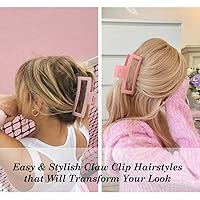 Vista 2 de AHONEY Pinzas para el cabello de 5 pulgadas rosadas, pinzas de garra extra grandes, pinzas grandes para cabello largo y grueso, pinzas XL gigantes